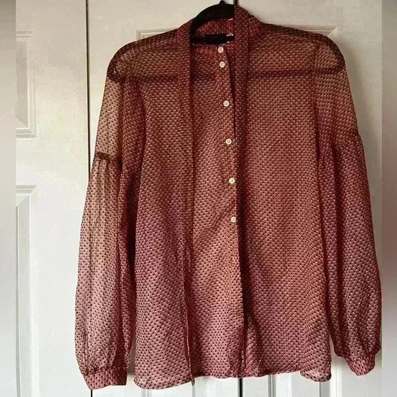 WHO WHAT WEAR - size  xsmall. Silky peach/black/white sheer design - Picture 1 of 7